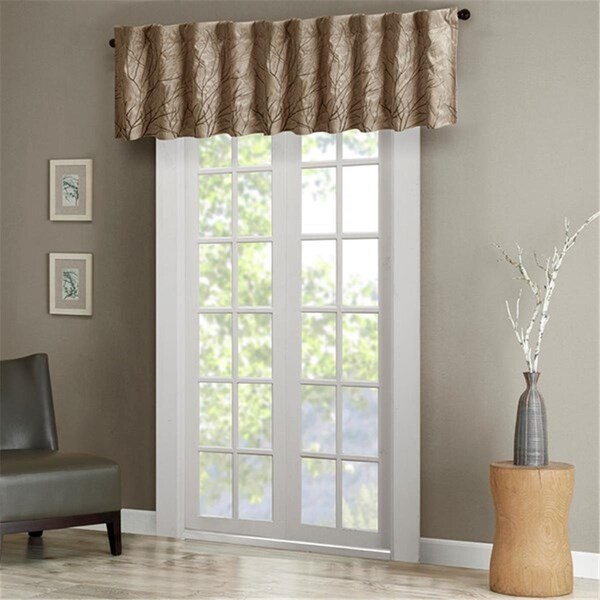 Madison Park 50 x 18 in. Andora Faux Silk Embroidered Window Valance - Tan - MP41-4574