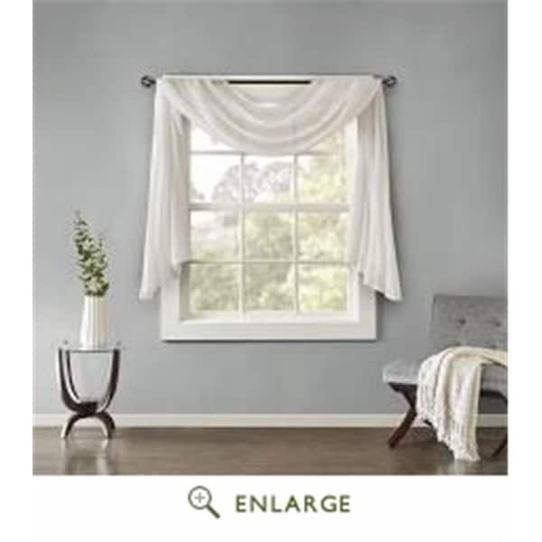 Madison Park 42 x 144 in. Harper Solid Crushed Scarf Sheer, White - MP40-4510