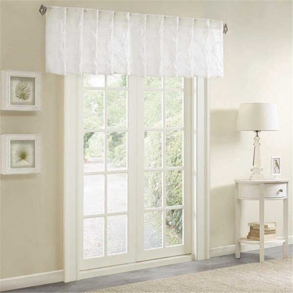 Madison Park Gemma Sheer Embroidered Window Valance, White - MP41-2096
