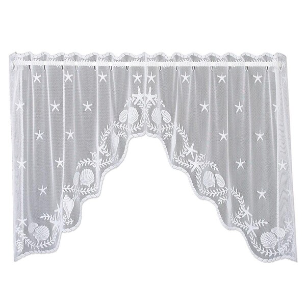 Heritage Lace 72 x 36 in. Tidepool Swag Pair, White - 6400WS-36PR