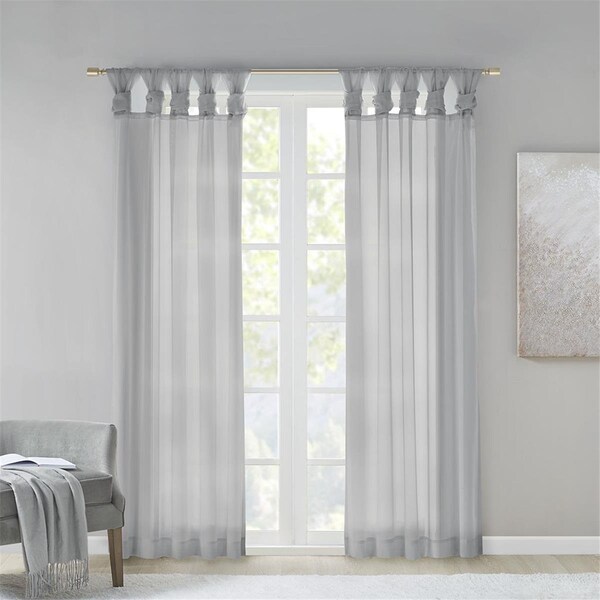 Madison Park Light Grey 100 Percent Polyester Twisted Voile Window - MP40-6348