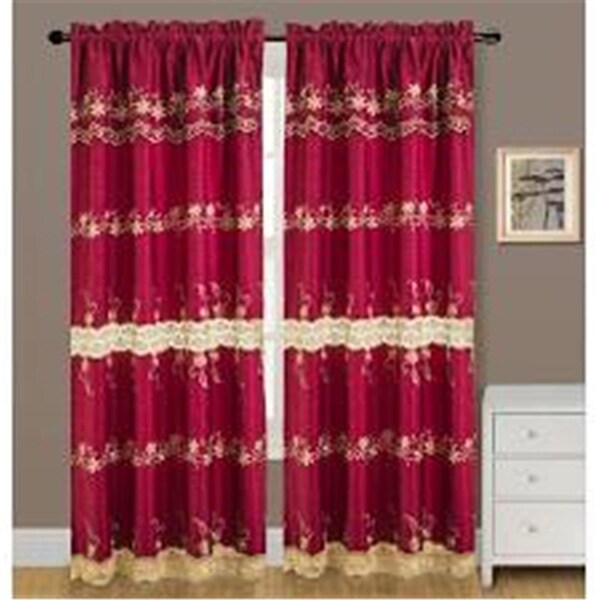 Palacedesigns Alisa Macrame 54 x 84 in. Rod Pocket Curtain Panel with Attached 18 in. Valance, Beige - PA3173540