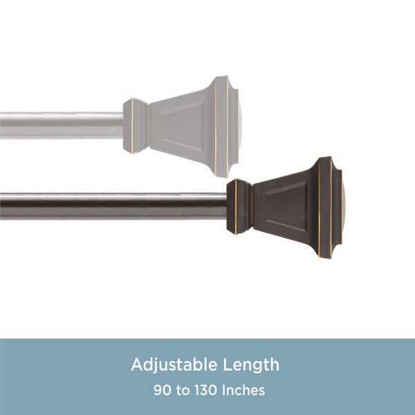 Kenney Mfg Kenney Seville 5/8" Standard Decorative Window Curtain Rod, 90-130", Oil Rubbed Bronze - KN75352NP