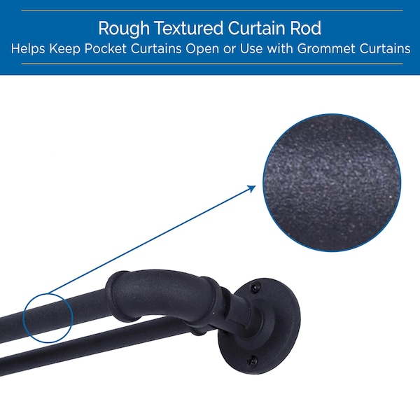 Sun Zero Sun Zero Bronn Industrial 3/4" Room Darkening Double Curtain Rod, 36-66", Matte Black - SN47079E