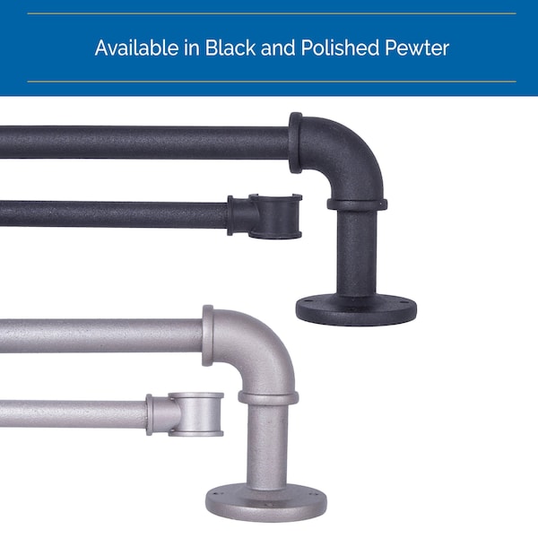 Sun Zero Sun Zero Bronn Industrial 3/4" Room Darkening Double Curtain Rod, 36-66", Matte Black - SN47079E