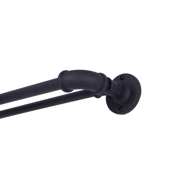Sun Zero Sun Zero Bronn Industrial 3/4" Room Darkening Double Curtain Rod, 36-66", Matte Black - SN47079E