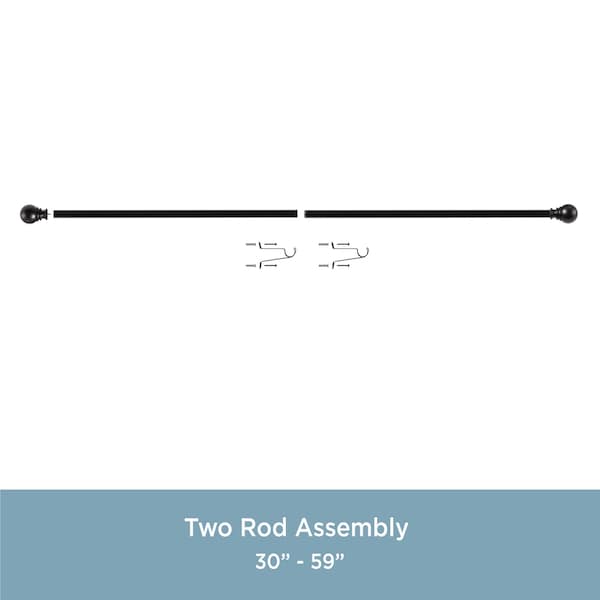 Kenney Mfg Kenney Layla 1" Value Decorative Window Curtain Rod, 30-84", Black - KN87002V1NP