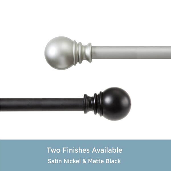 Kenney Mfg Kenney Layla 1" Value Decorative Window Curtain Rod, 30-84", Black - KN87002V1NP