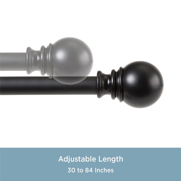 Kenney Mfg Kenney Layla 1" Value Decorative Window Curtain Rod, 30-84", Black - KN87002V1NP