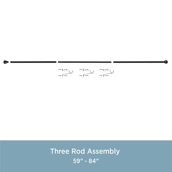 Kenney Mfg Kenney Layla 1" Value Decorative Window Curtain Rod, 30-84", Black - KN87002V1NP