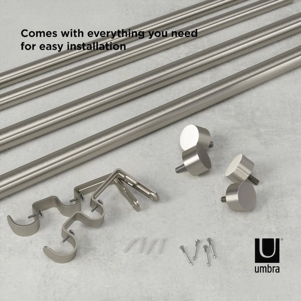 Umbra Umbra Cappa Nickel Silver Double Curtain Rod 120 in. L X 180 in. L - 1014402-411