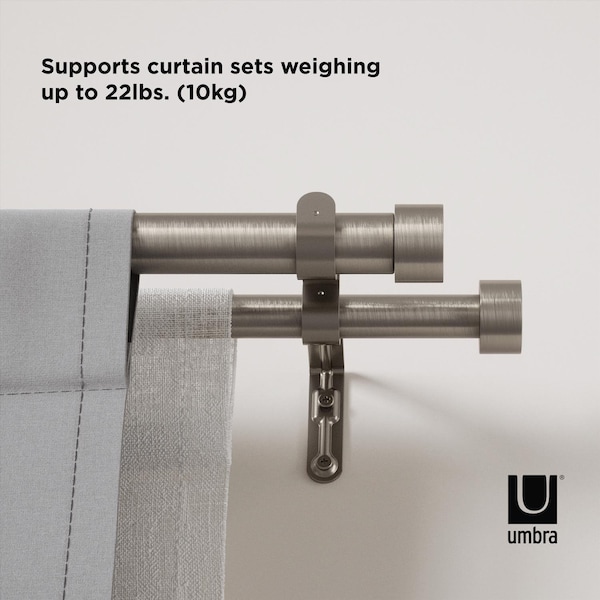 Umbra Umbra Cappa Nickel Silver Double Curtain Rod 120 in. L X 180 in. L - 1014402-411