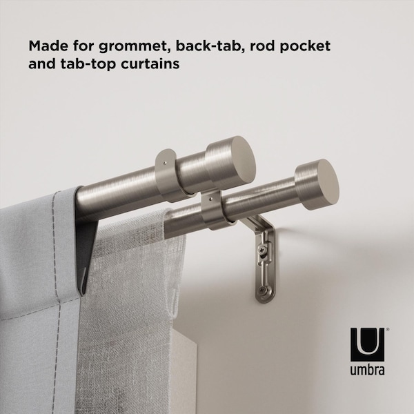 Umbra Umbra Cappa Nickel Silver Double Curtain Rod 120 in. L X 180 in. L - 1014402-411