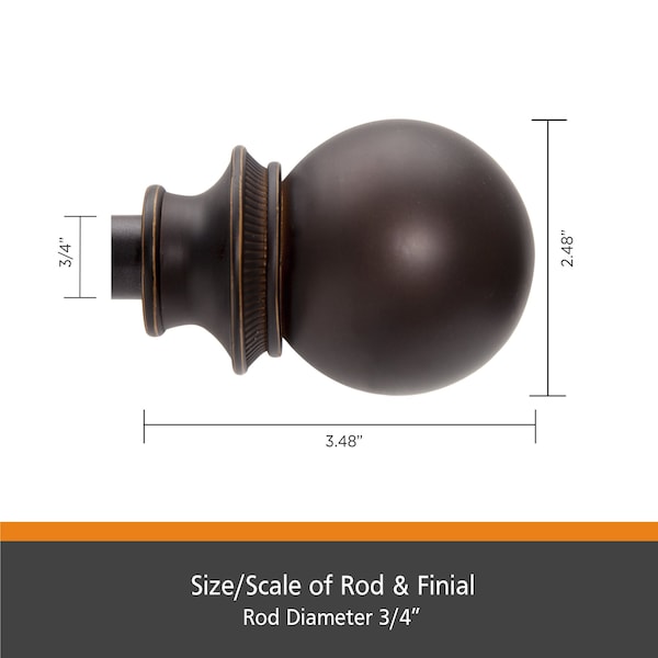 Kenney Mfg Kenney Birkin 3/4" Fast Fit Easy Install Decorative Window Curtain Rod, 42-120", Oil Rubbed Bronze - KN80802NP