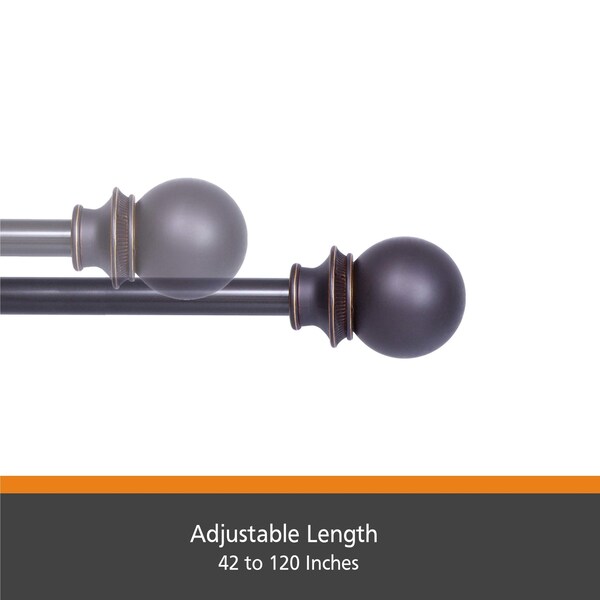Kenney Mfg Kenney Birkin 3/4" Fast Fit Easy Install Decorative Window Curtain Rod, 42-120", Oil Rubbed Bronze - KN80802NP