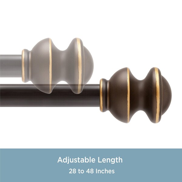Kenney Mfg Kenney Kendall 5/8" Standard Decorative Window Curtain Rod, 28-48", Oil Rubbed Bronze - KN71718V1
