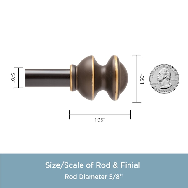 Kenney Mfg Kenney Kendall 5/8" Standard Decorative Window Curtain Rod, 28-48", Oil Rubbed Bronze - KN71718V1