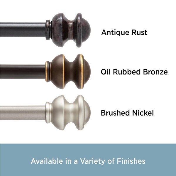Kenney Mfg Kenney Kendall 5/8" Standard Decorative Window Curtain Rod, 28-48", Oil Rubbed Bronze - KN71718V1