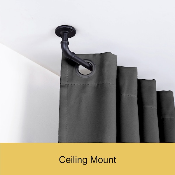 Kenney Mfg Kenney Adler 5/8" Indoor/Outdoor Rust-Resistant Wrap Around Curtain Rod, 28-48", Black - KN90030NP