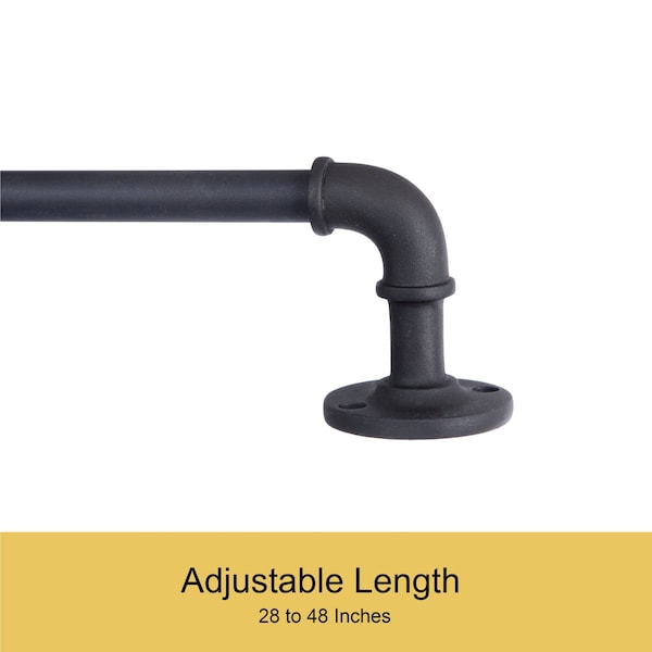 Kenney Mfg Kenney Adler 5/8" Indoor/Outdoor Rust-Resistant Wrap Around Curtain Rod, 28-48", Black - KN90030NP