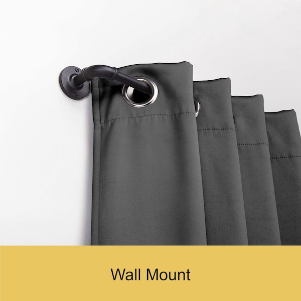 Kenney Mfg Kenney Adler 5/8" Indoor/Outdoor Rust-Resistant Wrap Around Curtain Rod, 28-48", Black - KN90030NP