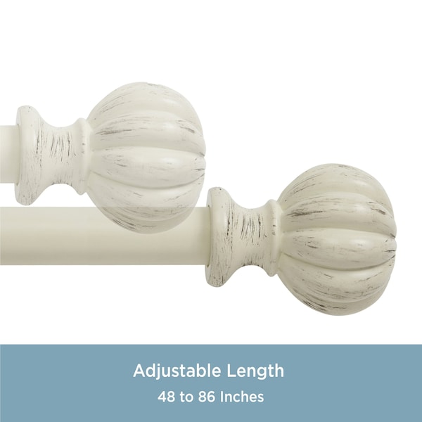 Kenney Mfg Kenney Rachel 5/8" Standard Decorative Window Curtain Rod, 48-86", Antique White - KN71605V1
