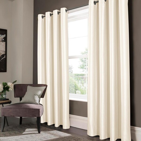Olivia Gray 90 in. Lido Matte Embossed Blackout Grommet Panel, Ivory - PNL39840