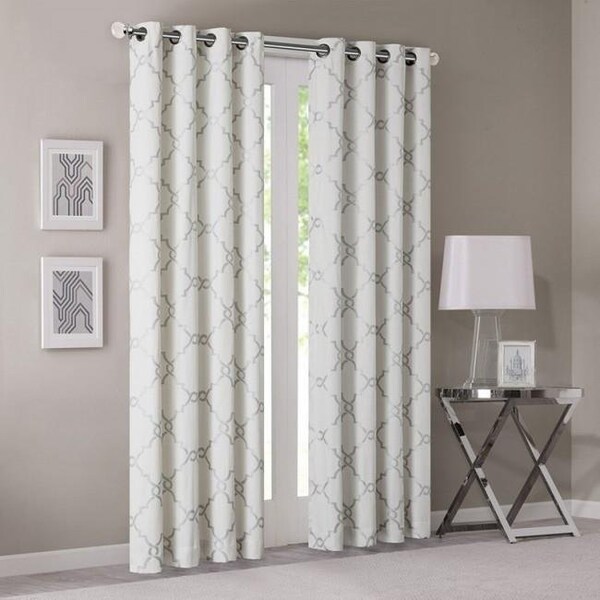 Madison Park Madison Park MP40-2395 Saratoga Fretwork Print Window Curtain - Ivory; 63 in. - MP40-2395