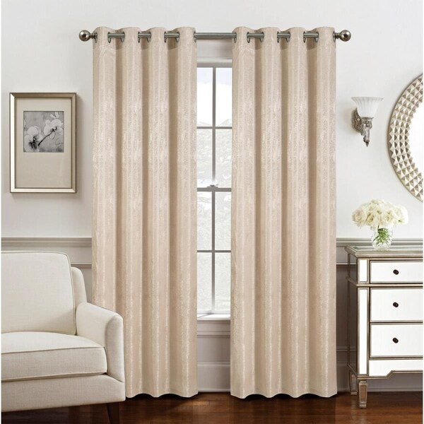 Olivia Gray 90 in. Roxy Two Tone Jacquard Grommet Panel, Taupe - PNR42690