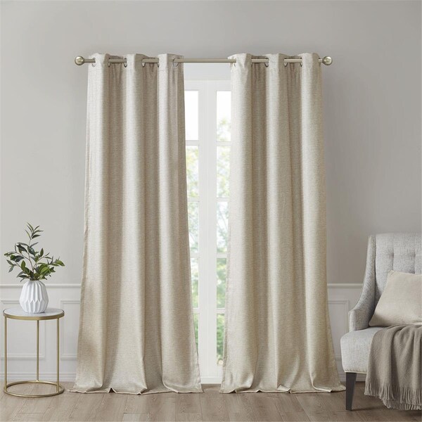 Sunsmart Taupe 100 Percent Polyester Printed Faux Silk Total Blackout Window Panel - Set of 2 - SS40-0140