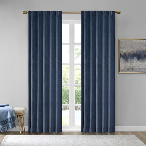 510 Design Navy 100 Percent Polyester Velvet Window Panel - Set of 2 - 5DS40-0160