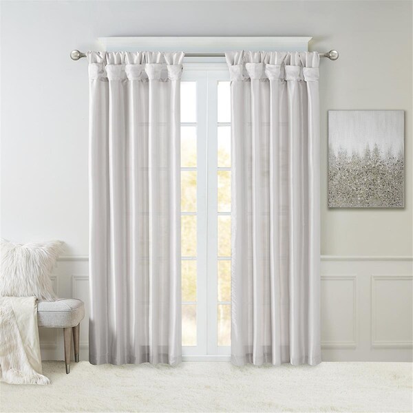 Madison Park Silver 100 Percent Polyester Twist Tab Lined Window Curtain - MP40-6327
