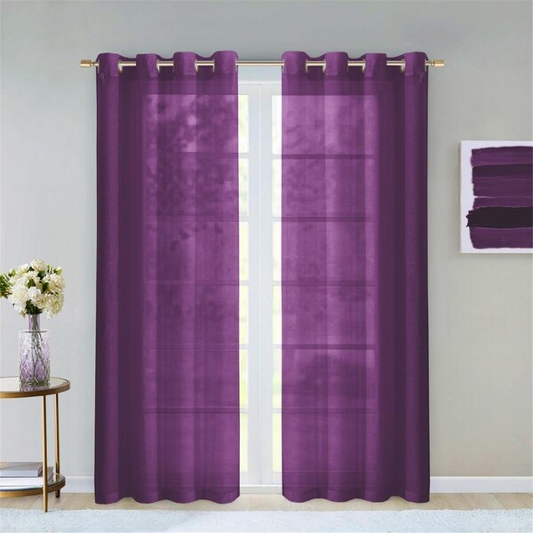 Palacedesigns 84 in. Purple Solid Modern Window Panels - Set of 2 - PA3107137