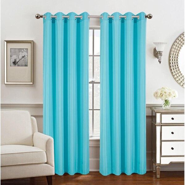Olivia Gray 54 x 84 in. Gilbert Solid Single Grommet Curtain Panel, Turquoise - PNG31694