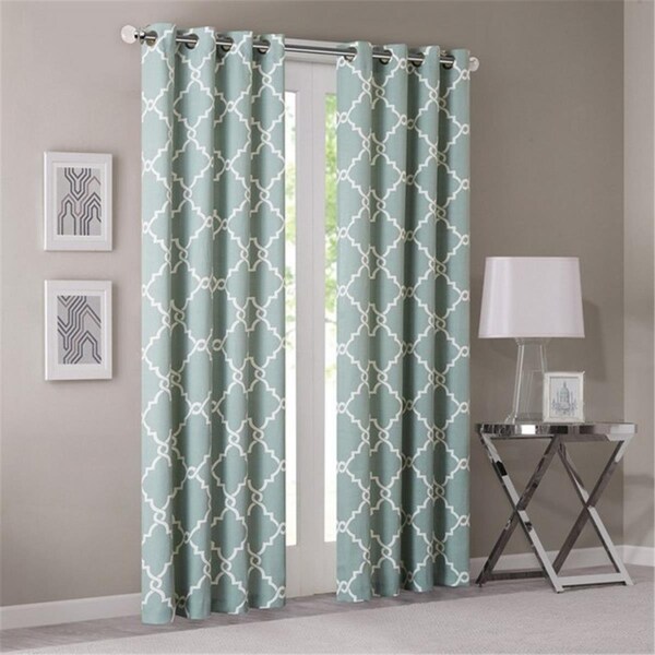 Madison Park Saratoga Fretwork Print Window Curtain - Seafoam, 108 in. - MP40-2404