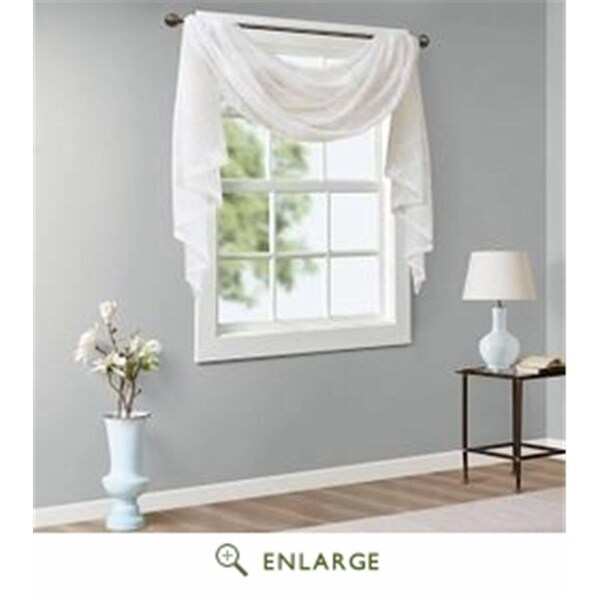 Madison Park 50 x 216 in. Irina Diamond Sheer Embroidered Window Scarf, White - MP40-4935