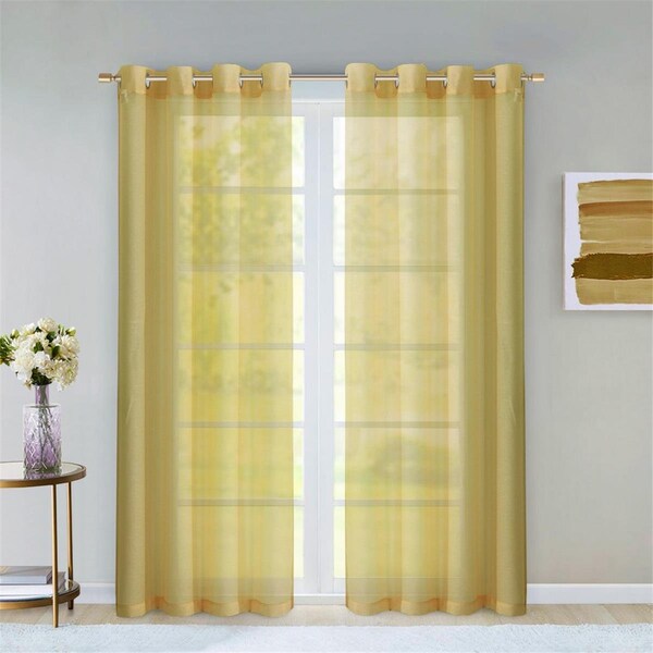 Palacedesigns 84 in. Gold Solid Modern Window Panels - Set of 2 - PA3091944
