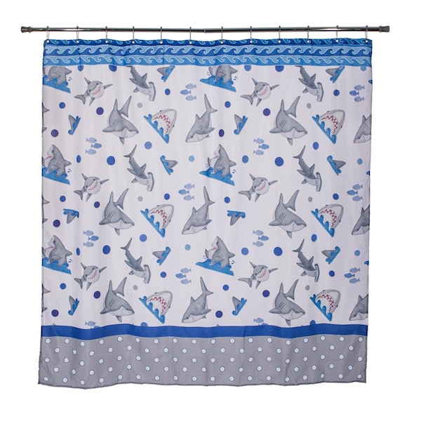 Designed To Furnish Fishn Sharks - Mini Polka Dot Shower Curtain - DE2772549