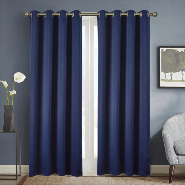 Kd Gabinete 54 x 84 in. Anchorage Solid Blackout Grommet Single Curtain Panel - Navy Blue - KD3189005
