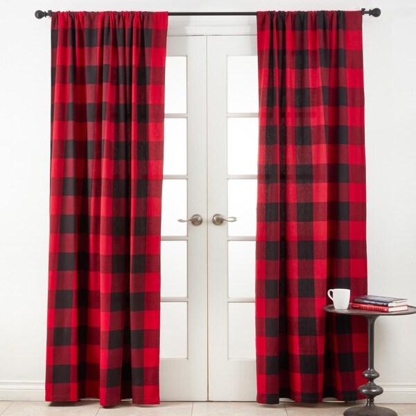 Rlm Distribution SARO  54 x 84 in. Cotton Buffalo Plaid Curtains - Red - HO2657326