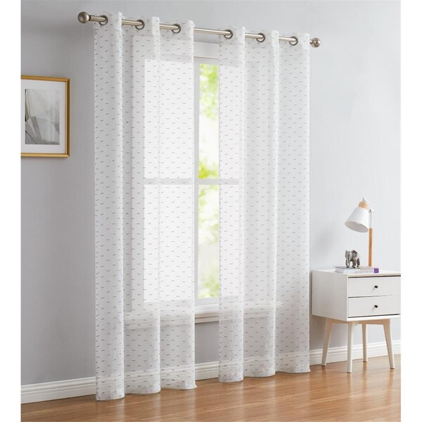 Palacedesigns 84 in. Silver Sprinkled Embellishment Window Curtain Panel - PA3676816