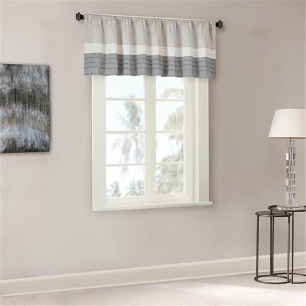 Madison Park 50 x 18 in. Amherst Polyoni Pintuck Window Valance - Grey - MP41-4377