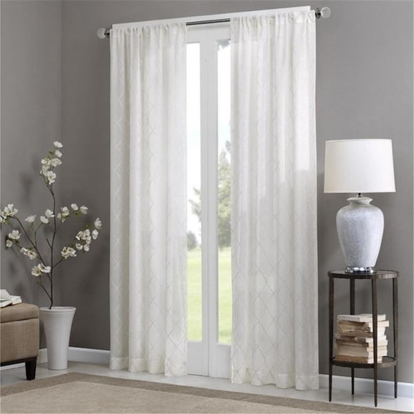 Madison Park Irina Diamond Sheer Window Curtain - White - MP40-2332