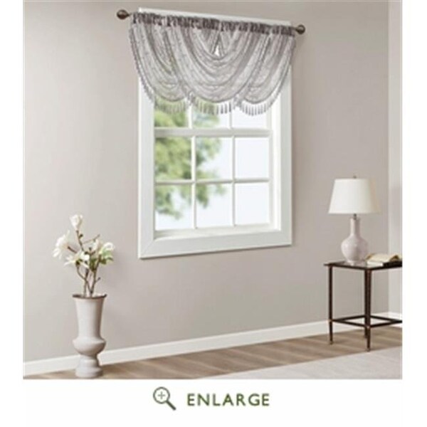 Madison Park Madison Park MP41-4941 38 x 46 in. Irina Diamond Sheer Embroidered Waterfall Valance; Grey - MP41-4941