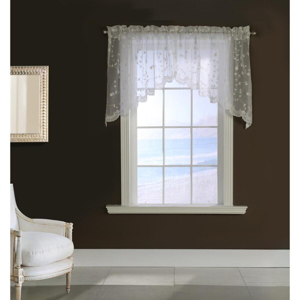 Habitat 80 x 36 in. Grandeur Pole Top Swag Window Valance Set, White - 71365-440-80-36-001