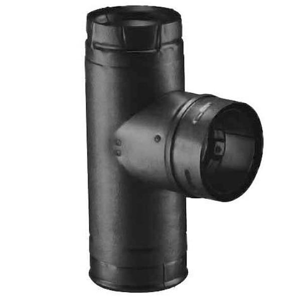 Dura Vent Dura Vent 3PVP-TB1 3 in. Dia. Pellet Vent Pro Black Single Tee with Clean-Out Tee Cap - 3PVP-TB1