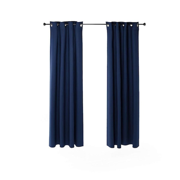 Furinno Collins Blackout Curtain, 52 x 84 in. - 2 Panels - Dark Blue - 2-FC66004DBL