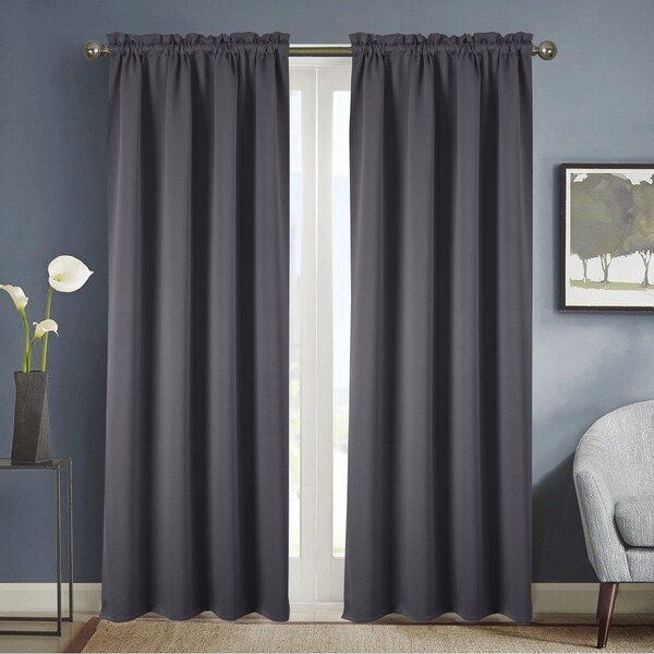 Kd Gabinete 54 x 90 in. Twilight Solid Blackout Rod Pocket Single Curtain Panel - Charcoal - KD3178018
