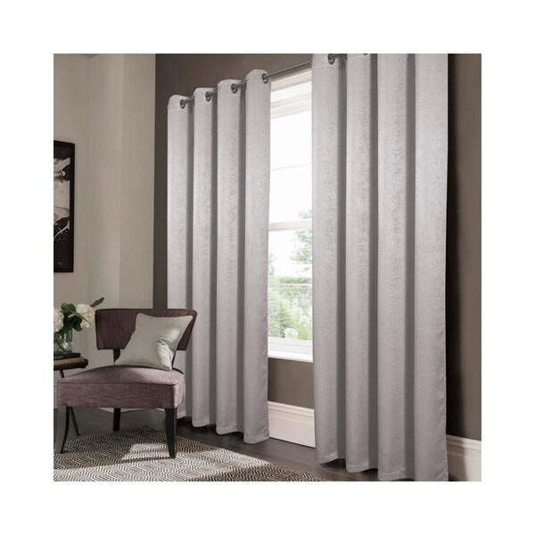 Olivia Gray 90 in. Nora Embossed Blackout Grommet Panel, Silver - PNN39484