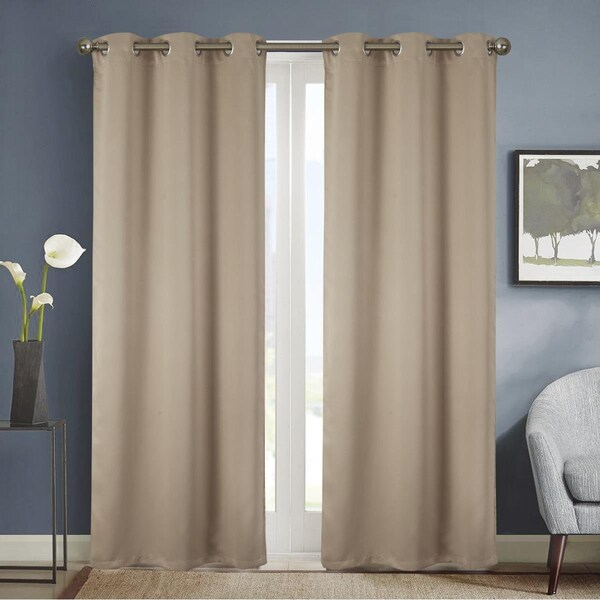 Kd Gabinete 54 x 84 in. Anchorage Solid Blackout Grommet Single Curtain Panel - Sesame - KD3185586